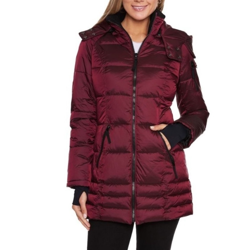 NWT Halitech maroon winter puffer coat full-zip jacket Sz L Down Filled Quilted